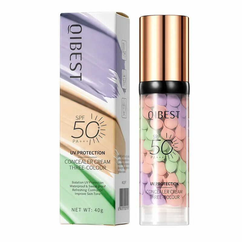 SPF 50+ PA+++ 3-in-1 Sunscreen Isolation Cream, Color Corrector Face Primer, Pre-Makeup Base for Oil Control, Moisturizing & Pore-Blurring, Luminous Even Skin Tone