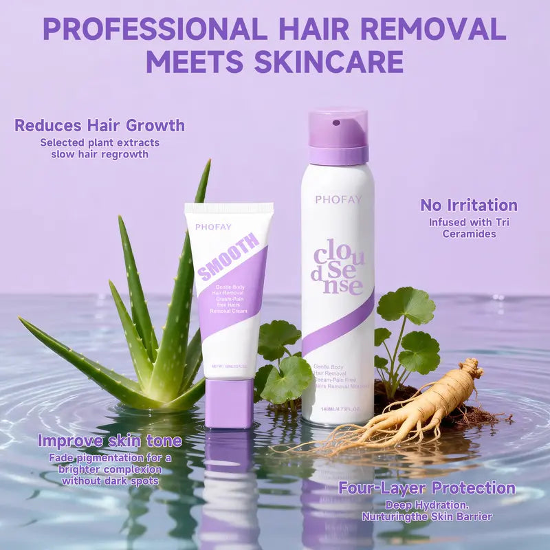 Painless Hair Removal Cream for Sensitive Skin — hypoallergenic, gentle, fast-acting, and suitable for both men and women.