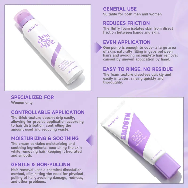 Painless Hair Removal Cream for Sensitive Skin — hypoallergenic, gentle, fast-acting, and suitable for both men and women.