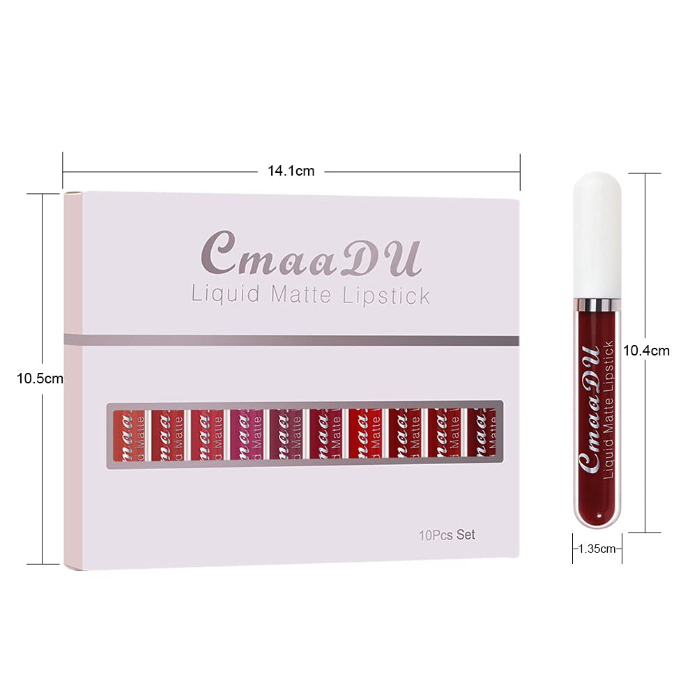 10-Shade Waterproof Liquid Matte Lipstick Set – No Transfer, No Smudging, All-Day Color