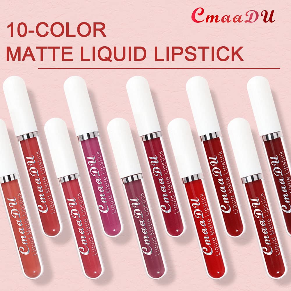 10-Shade Waterproof Liquid Matte Lipstick Set – No Transfer, No Smudging, All-Day Color