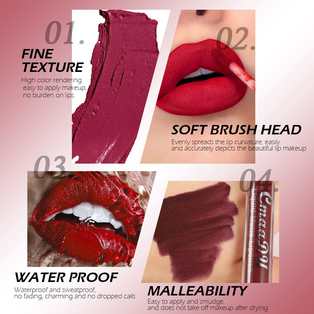10-Shade Waterproof Liquid Matte Lipstick Set – No Transfer, No Smudging, All-Day Color