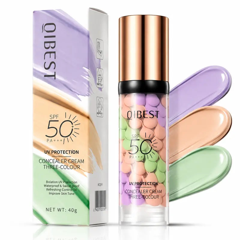 SPF 50+ PA+++ 3-in-1 Sunscreen Isolation Cream, Color Corrector Face Primer, Pre-Makeup Base for Oil Control, Moisturizing & Pore-Blurring, Luminous Even Skin Tone