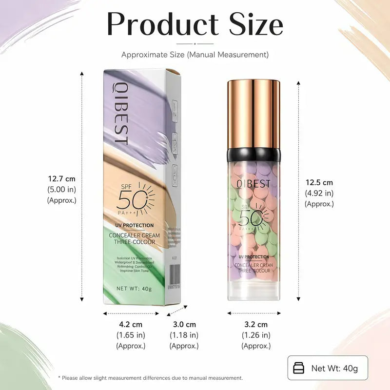 SPF 50+ PA+++ 3-in-1 Sunscreen Isolation Cream, Color Corrector Face Primer, Pre-Makeup Base for Oil Control, Moisturizing & Pore-Blurring, Luminous Even Skin Tone