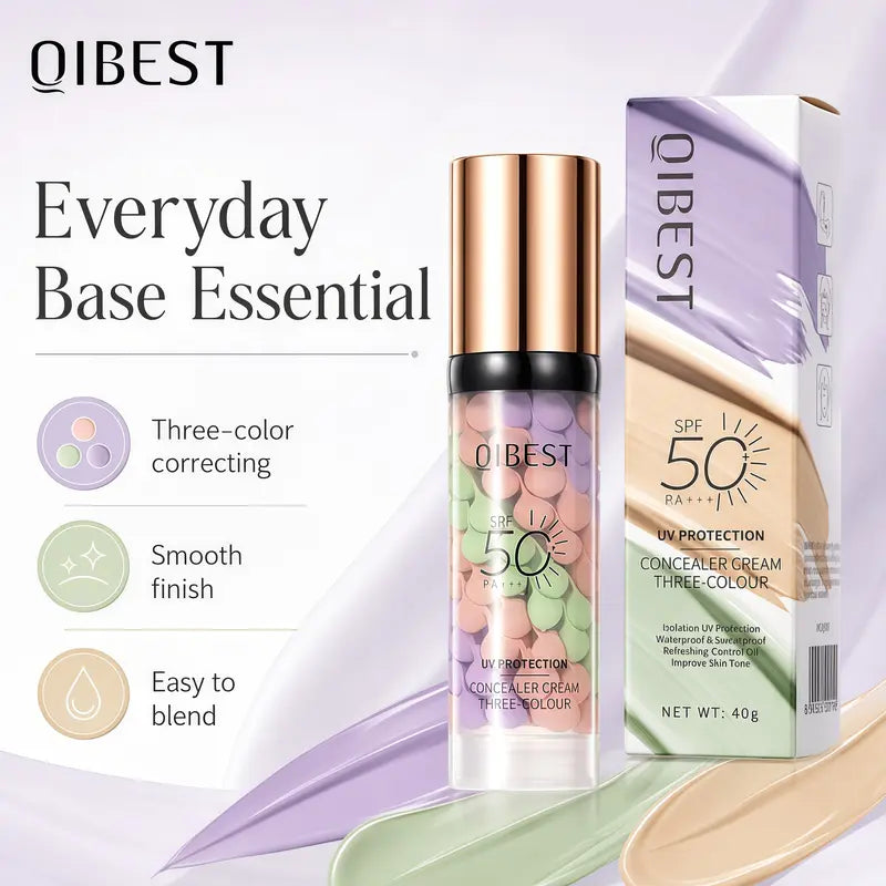 SPF 50+ PA+++ 3-in-1 Sunscreen Isolation Cream, Color Corrector Face Primer, Pre-Makeup Base for Oil Control, Moisturizing & Pore-Blurring, Luminous Even Skin Tone