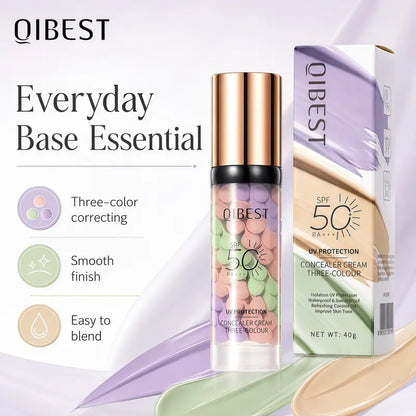 SPF 50+ PA+++ 3-in-1 Sunscreen Isolation Cream, Color Corrector Face Primer, Pre-Makeup Base for Oil Control, Moisturizing & Pore-Blurring, Luminous Even Skin Tone