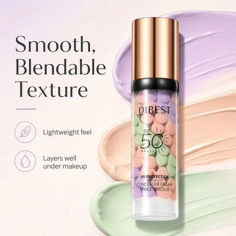 SPF 50+ PA+++ 3-in-1 Sunscreen Isolation Cream, Color Corrector Face Primer, Pre-Makeup Base for Oil Control, Moisturizing & Pore-Blurring, Luminous Even Skin Tone