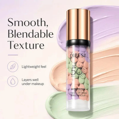 SPF 50+ PA+++ 3-in-1 Sunscreen Isolation Cream, Color Corrector Face Primer, Pre-Makeup Base for Oil Control, Moisturizing & Pore-Blurring, Luminous Even Skin Tone